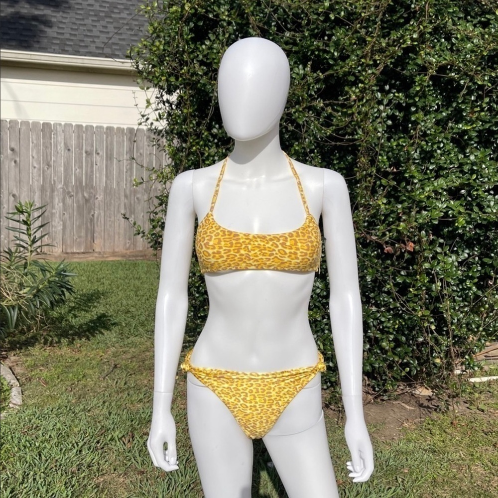 💋NWT KENDALL & Kylie Double Gather Spotted Print Knot Detail Bikini 2 Piece Set